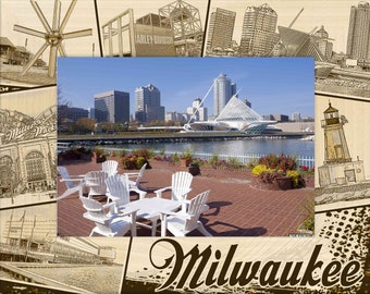 Milwaukee Wisconsin Laser Engraved Wood Picture Frame