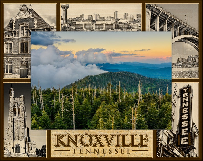 Knoxville Tennessee Landmarks Laser Engraved Wood Picture Frame Etsy