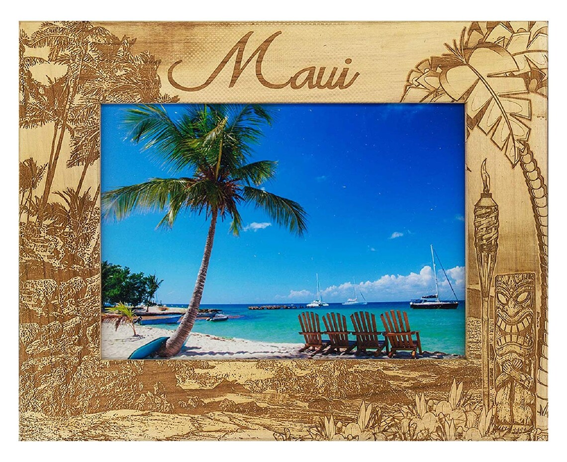 Maui Hawaii Laser Engraved Wood Picture Frame Etsy