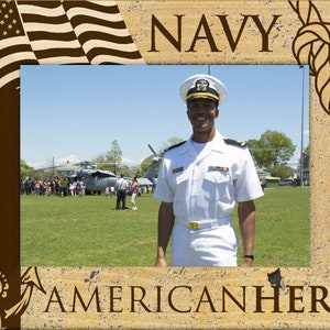 Navy American Hero Laser Engraved Wood Picture Frame