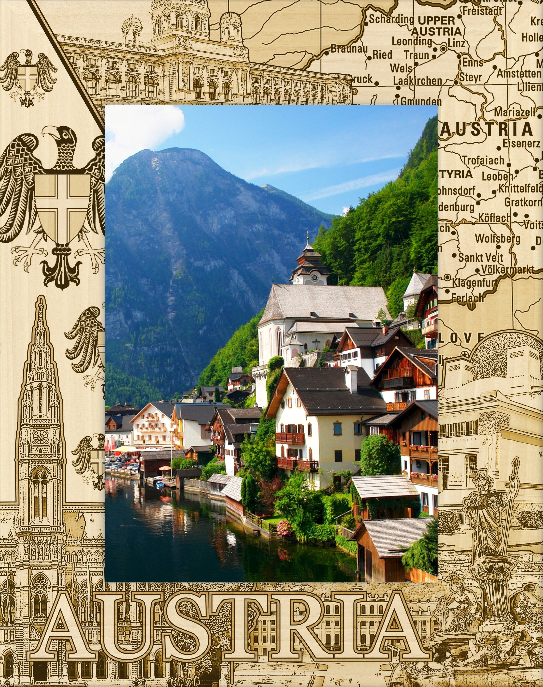 Local German Photo Frame Austria Germany Laser Engraved Wood Picture Frame - Etsy