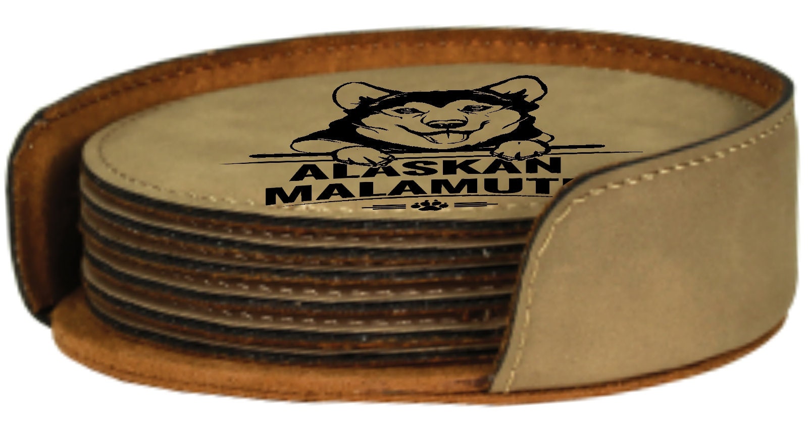 Alaskan Malamute Dog Coasters Set Of 4 – Absorbent Ceramic Coasters With Cork Base, Vintage Art Decor For Tables