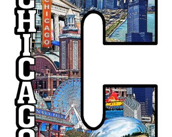 Chicago Capitol C Collage Fridge Magnet