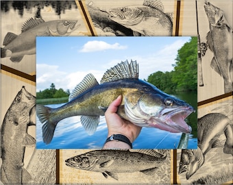 Walleye Fish Laser Engraved Wood Picture Frame