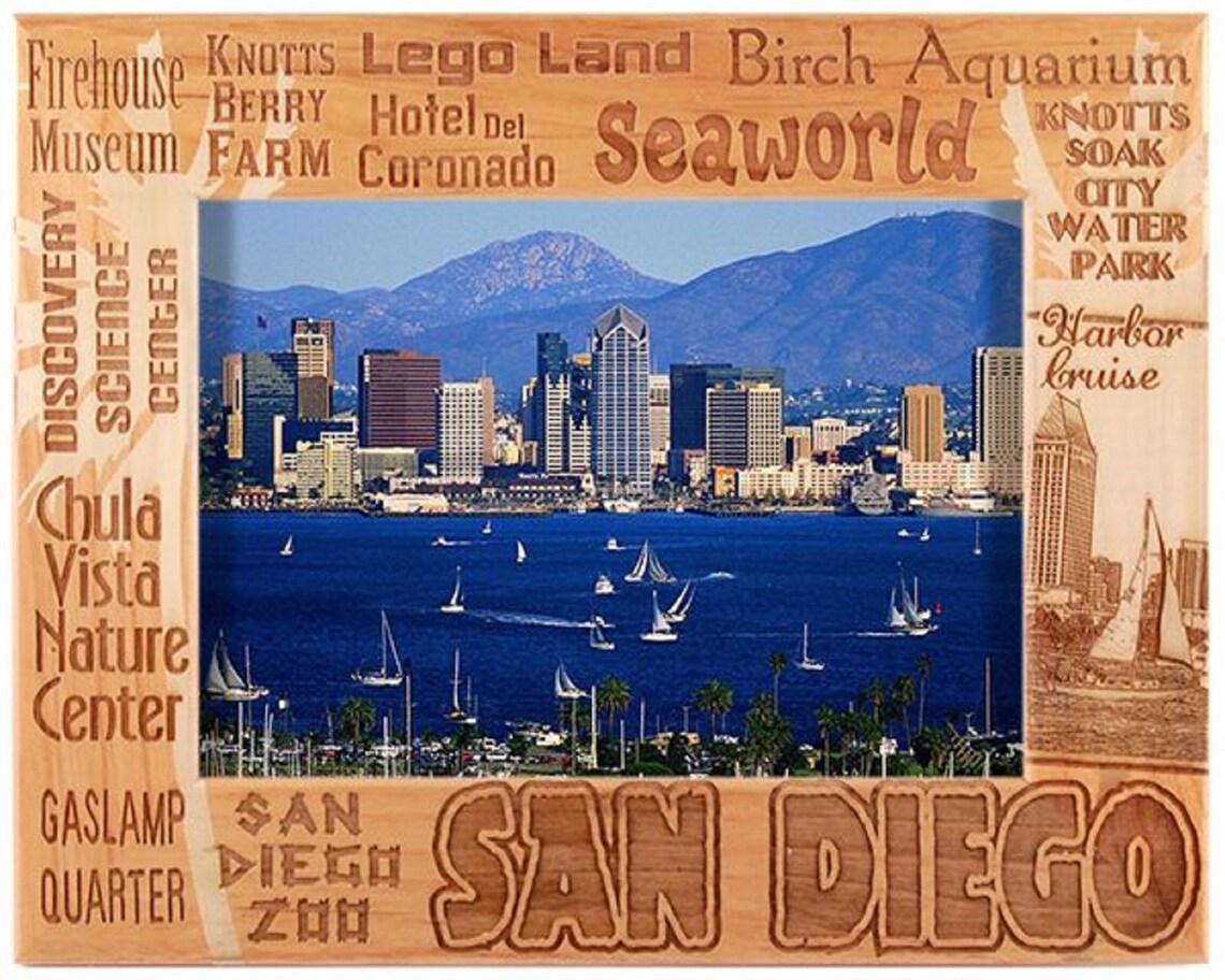 San Diego California Laser Engraved Wood Picture Frame Etsy