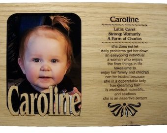 Personalized Name Profile Laser Engraved Wood Picture Frame Magnet