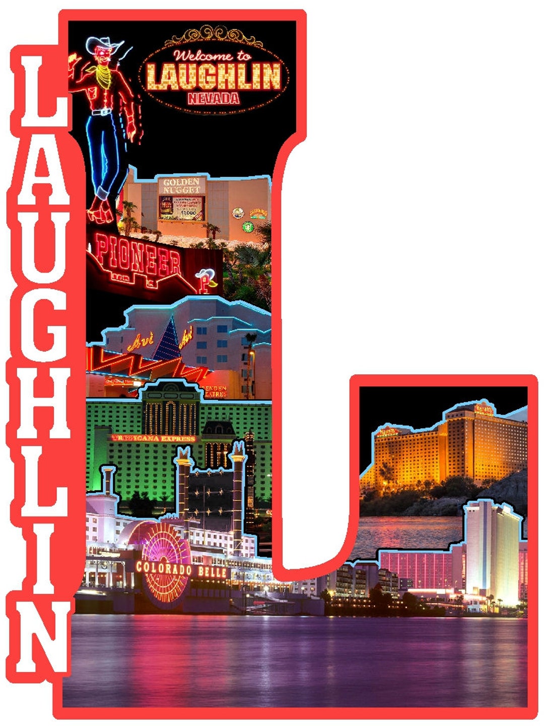 Welcome to Laughlin Nevada Capital L Collage Fridge Magnet - Etsy