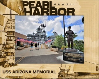 Pearl Harbor USS Arizona Memorial Laser Engraved Wood Picture Frame