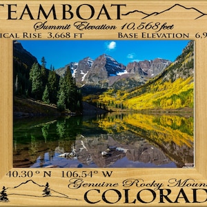 Steamboat Colorado Elevation Laser Engraved Wood Picture Frame