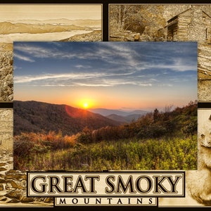 Great Smoky Mountains Laser Engraved Wood Picture Frame