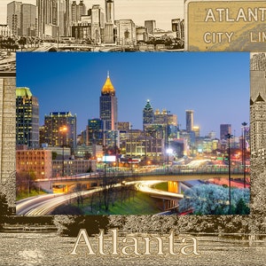 Atlanta Georgia Laser Engraved Wood Picture Frame