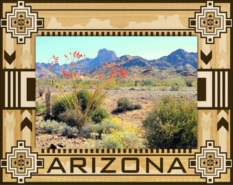 Arizona Southwestern Style Laser Engraved Wood Picture Frame