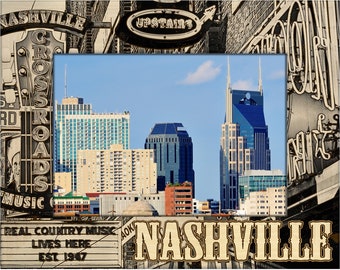 Nashville Tennessee Crossroads Laser Engraved Wood Picture Frame