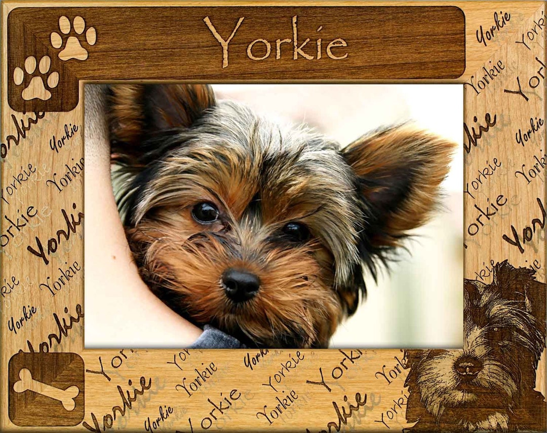 Yorkie Laser Engraved Wood Picture Frame - Etsy