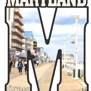 Ocean City Maryland Capital M Collage Design Fridge Magnet