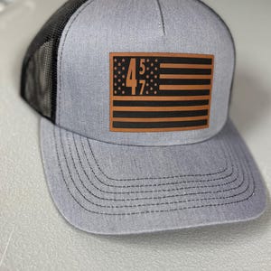 Presidential 457 American Flag Hat w Leather Patch