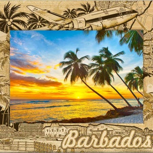 Barbados Laser Engraved Wood Picture Frame