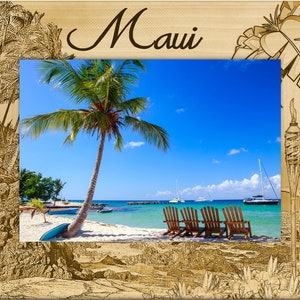 Maui Hawaii Laser Engraved Wood Picture Frame