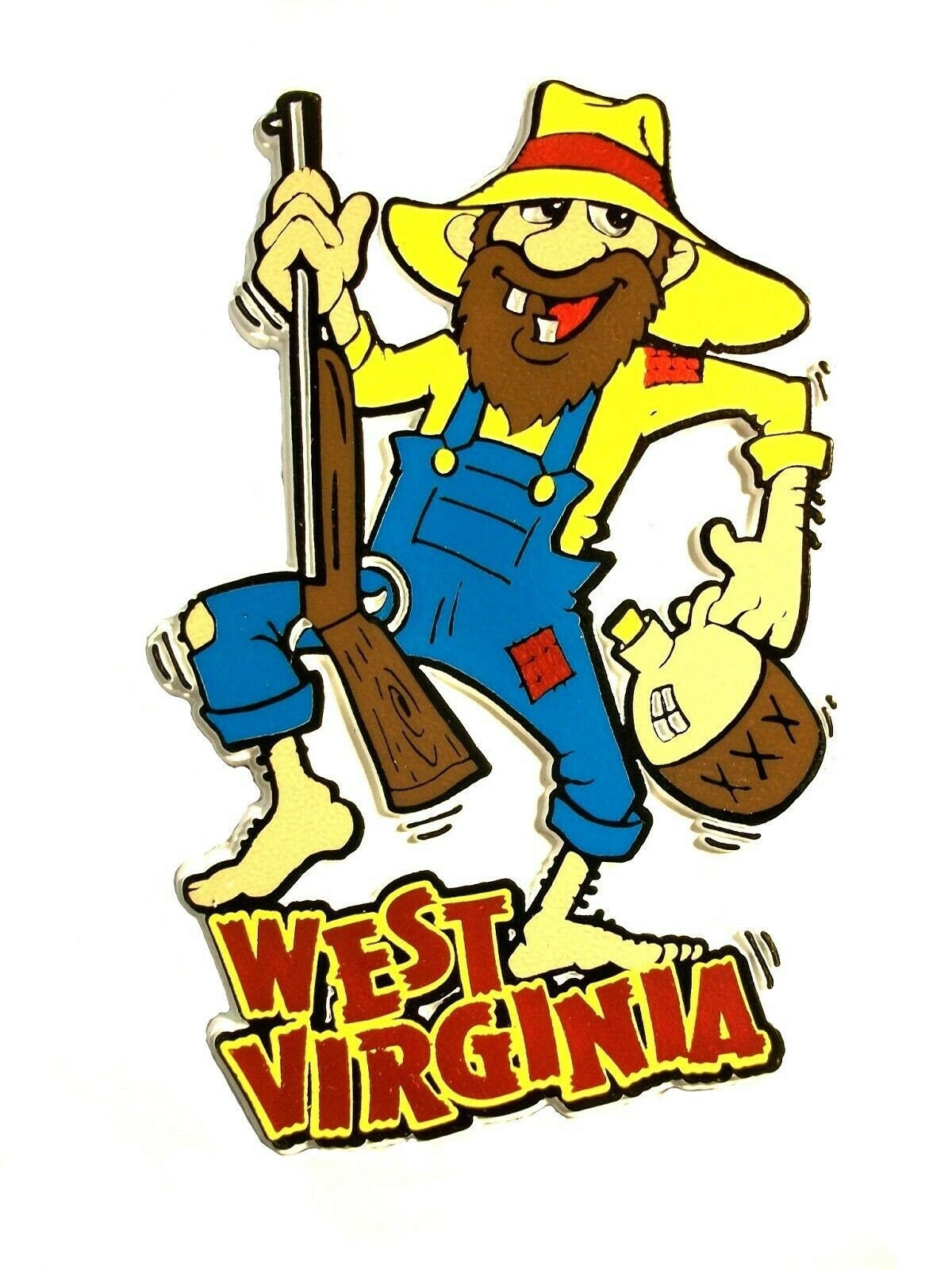West Virginia Hillbilly With Straw Hat and Moonshine Jug Fridge Magnet