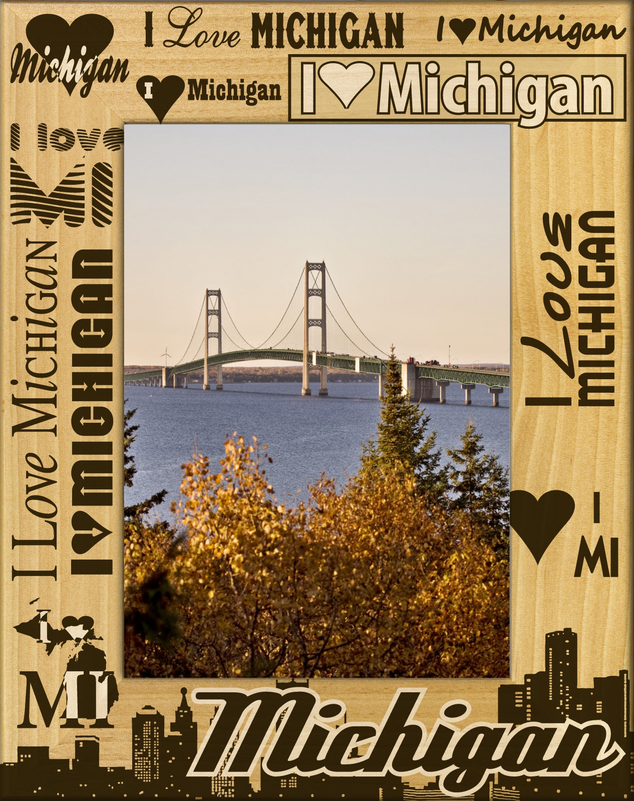 Michigan Pdf Frame I Love Michigan Laser Engraved Wood Picture Frame - Etsy