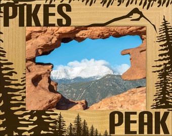 Pikes Peak Laser Engraved Wood Picture Frame