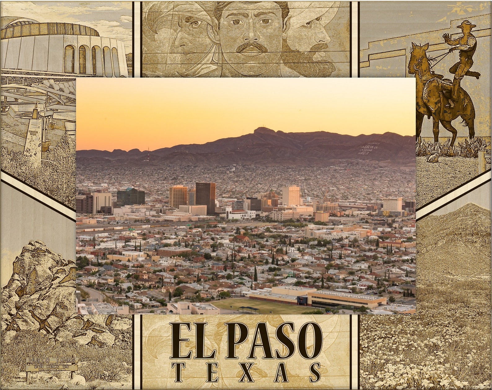 El Paso Texas Laser Engraved Wood Picture Frame Etsy