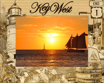 Key West Florida Laser Engraved Wood Picture Frame