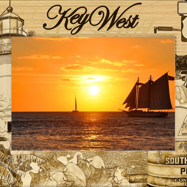 Key West Florida Laser Engraved Wood Picture Frame