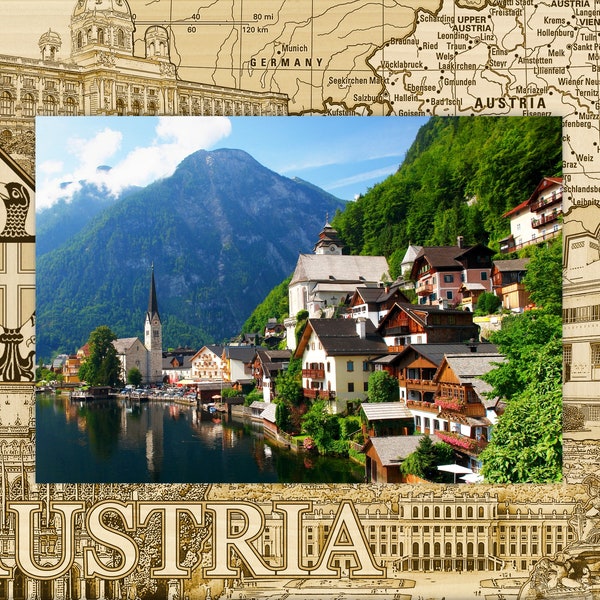 Austria Germany Laser Engraved Wood Picture Frame