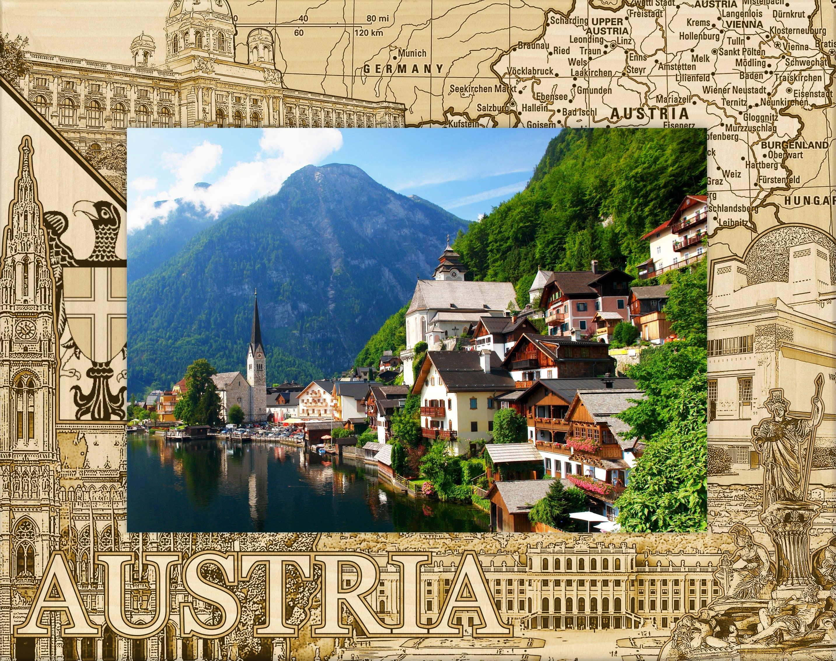 Austria Germany Laser Engraved Wood Picture Frame - Etsy