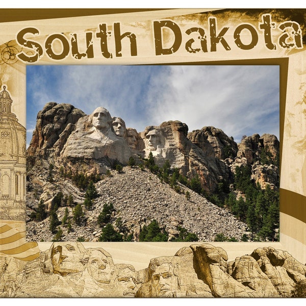 South Dakota Border Style Laser Engraved Wood Picture Frame