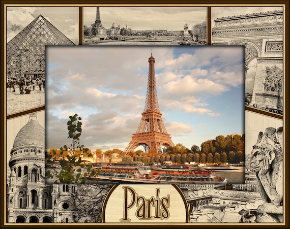 ポスターフレーム　ART FRAME Paris
#19737　A2サイズ Paris France Laser Engraved Wood Picture Frame - Etsy