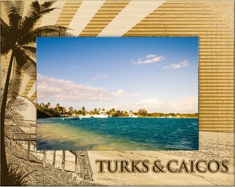 Turks and Caicos Laser Engraved Wood Picture Frame