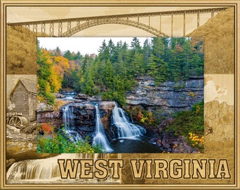 West Virginia Laser Engraved Wood Picture Frame