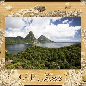 St. Lucia Laser Engraved Wood Picture Frame image 1