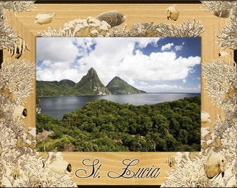 St. Lucia Laser Engraved Wood Picture Frame