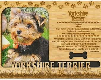 Yorkshire Terrier Engraved Wood Picture Frame Magnet