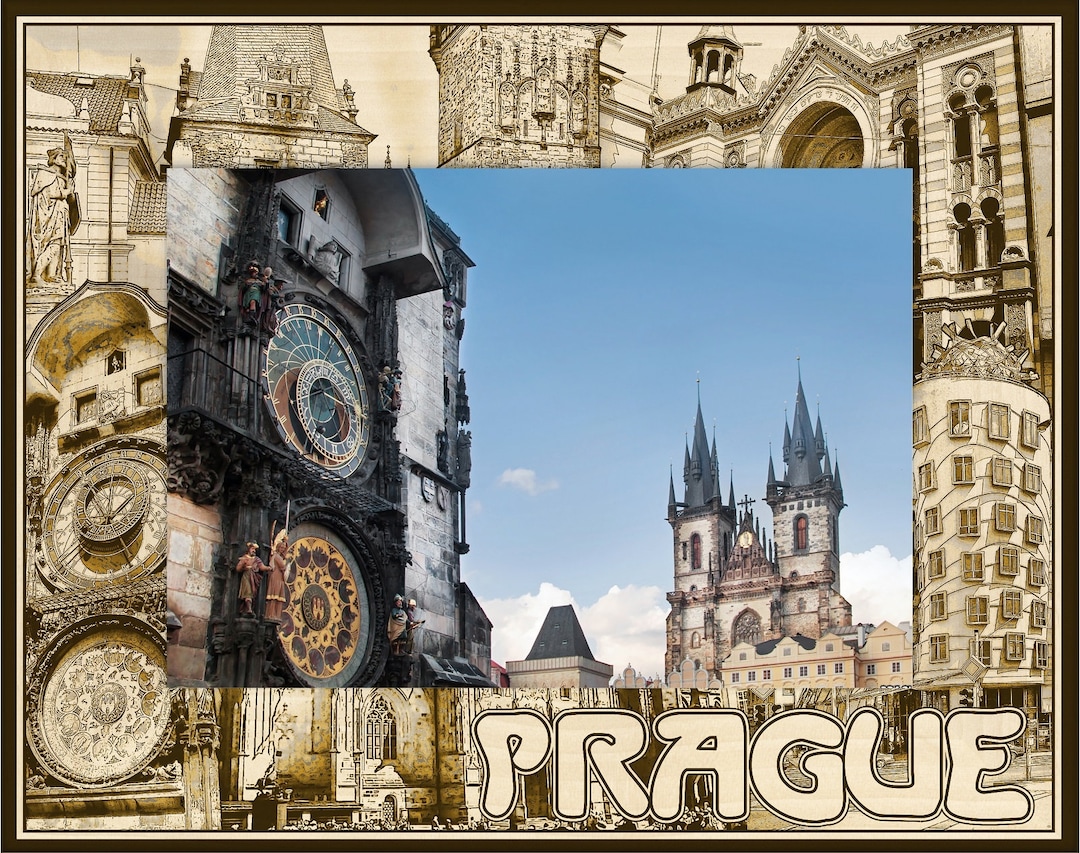 Prague Laser Engraved Wood Picture Frame Etsy