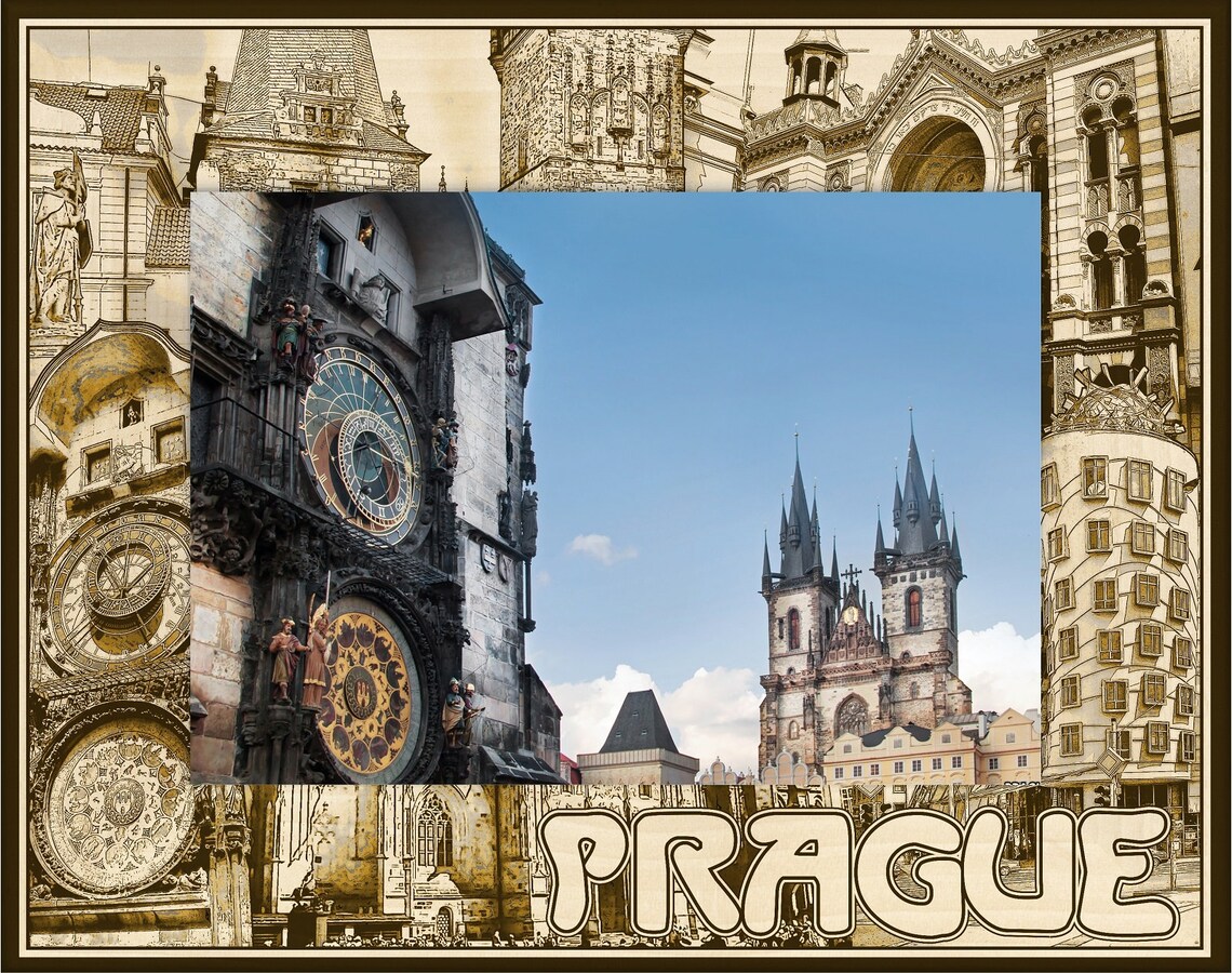Prague Laser Engraved Wood Picture Frame Etsy