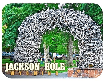 Jackson Hole Wyoming Antler Arch Fridge Magnet