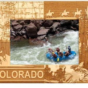 Colorado with Horses Laser Engraved Wood Picture Frame