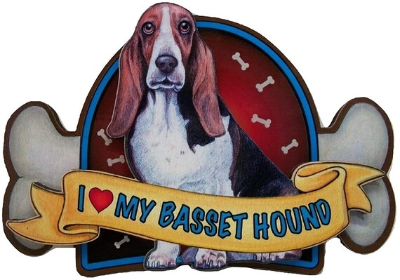 I love My Basset Hound Artwood Fridge Magnet