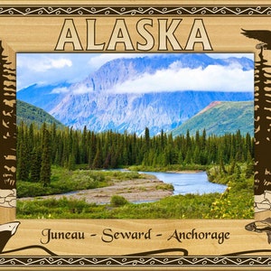 Alaska Ports Laser Engraved Wood Picture Frame