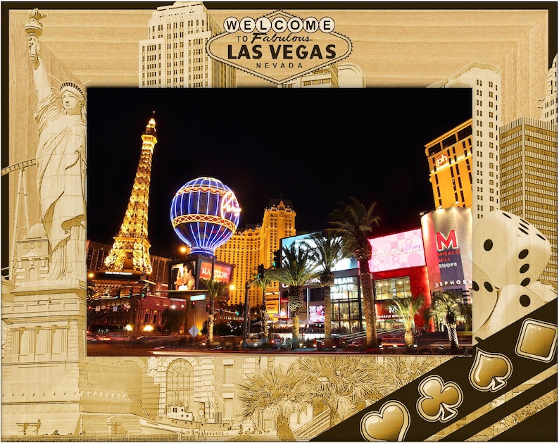 Welcome to Fabulous Las Vegas Nevada Laser Engraved Wood Picture Frame image 1