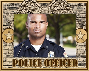 Police Officer Laser Engraved Wood Picture Frame