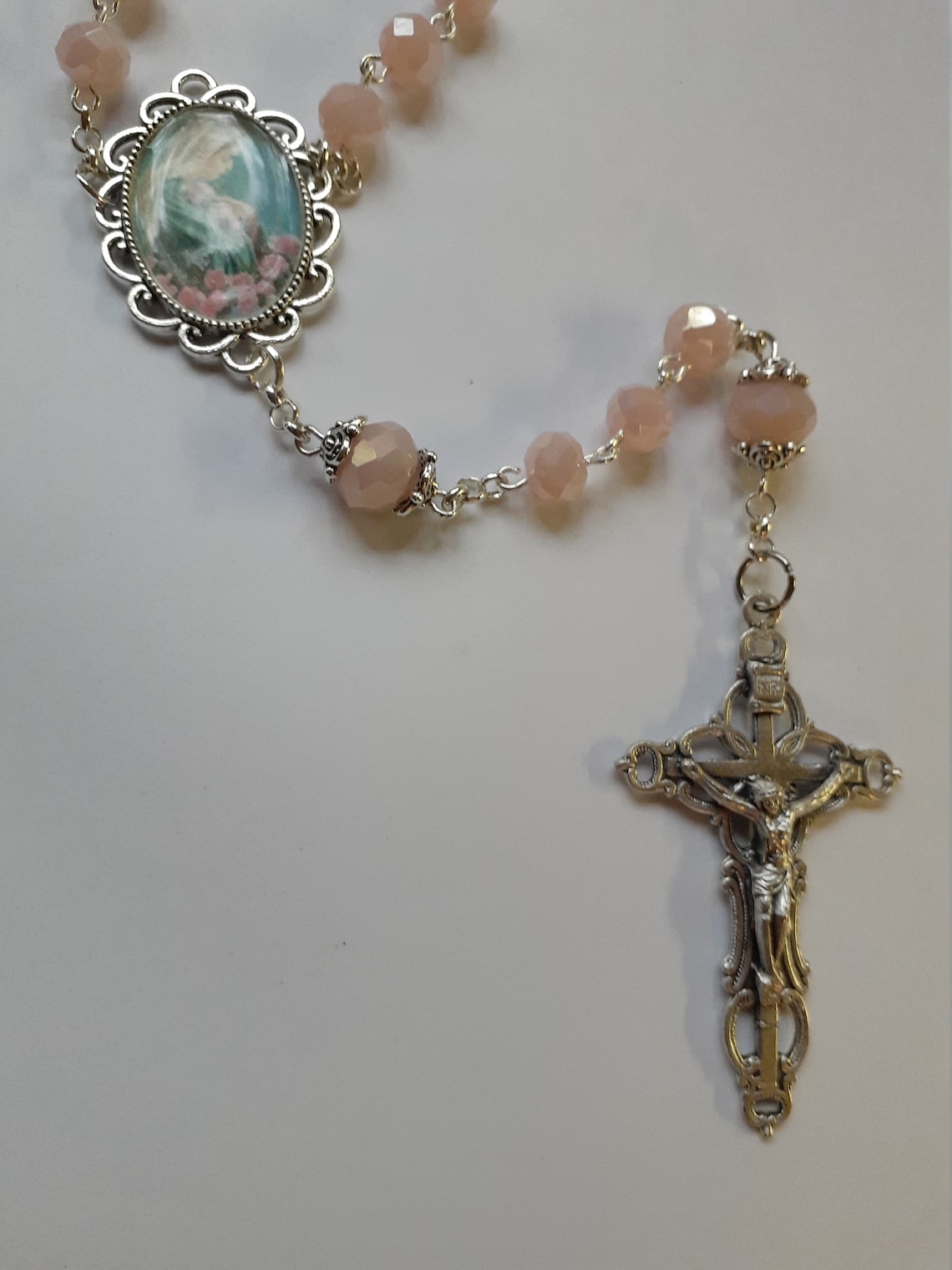 Exquisite Handmade Pink Rosary and Centerpiece Etsy