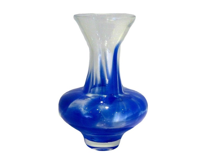Vintage Italian Blue Glass Bud Vase - 1960s