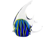 Vintage Handblown Art Glass Fish Figurine, Murano Style Yellow and Blue Art Glass Figurine, Vintage Home Decor, Bathroom Counter Decor
