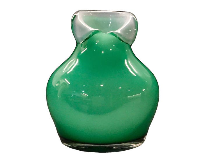 Split Collar Vase in Mint and White - 1960s