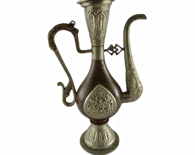 19th-century Tibetan Ritual Pitcher - Brass and Gilt Metal